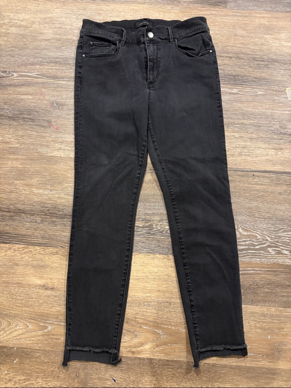 Ann Taylor washed black skinny jeans in a faded charcoal